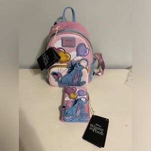 Eeyore Valentines Loungefly mini backpack and wallet combo